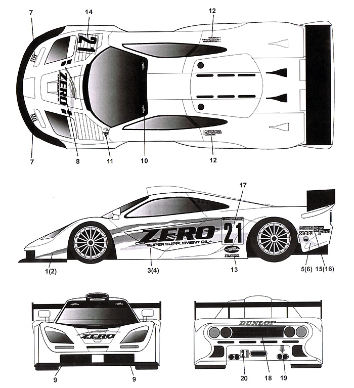 タブデザイン マクラーレン F1-GTR ZERO #21 JGTC 2000 1/24 デカール