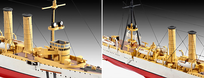 ドイツ 軽巡洋艦 SMS ドレスデン & SMS エムデン (コンボセット) プラモデル (レベル 1/350 艦船モデル No.05500) 商品画像_2